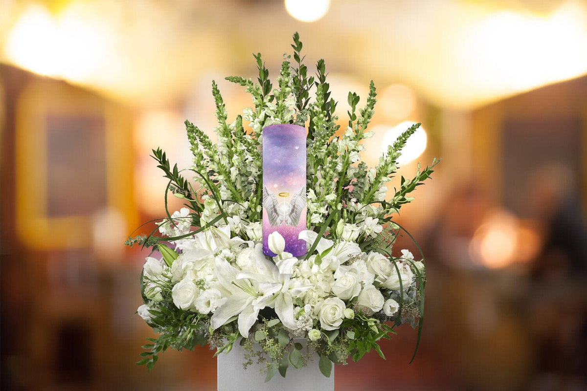 Commemorative Cremation Urns Guardian Angel (Purple) - Biodegradable & Eco Friendly Burial or Scattering Urn / Tube