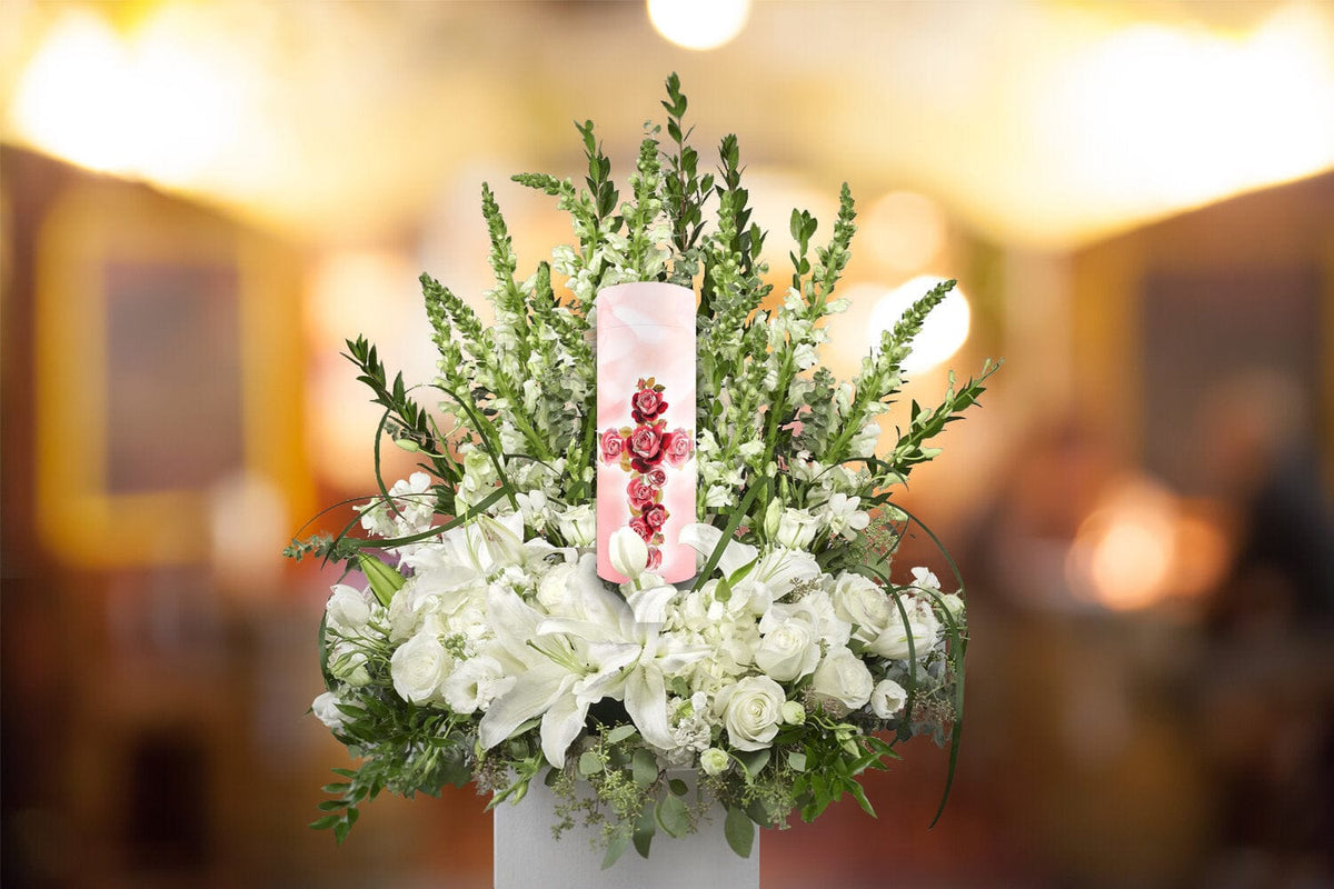 Commemorative Cremation Urns Holy Roses - Biodegradable & Eco Friendly Burial or Scattering Urn / Tube