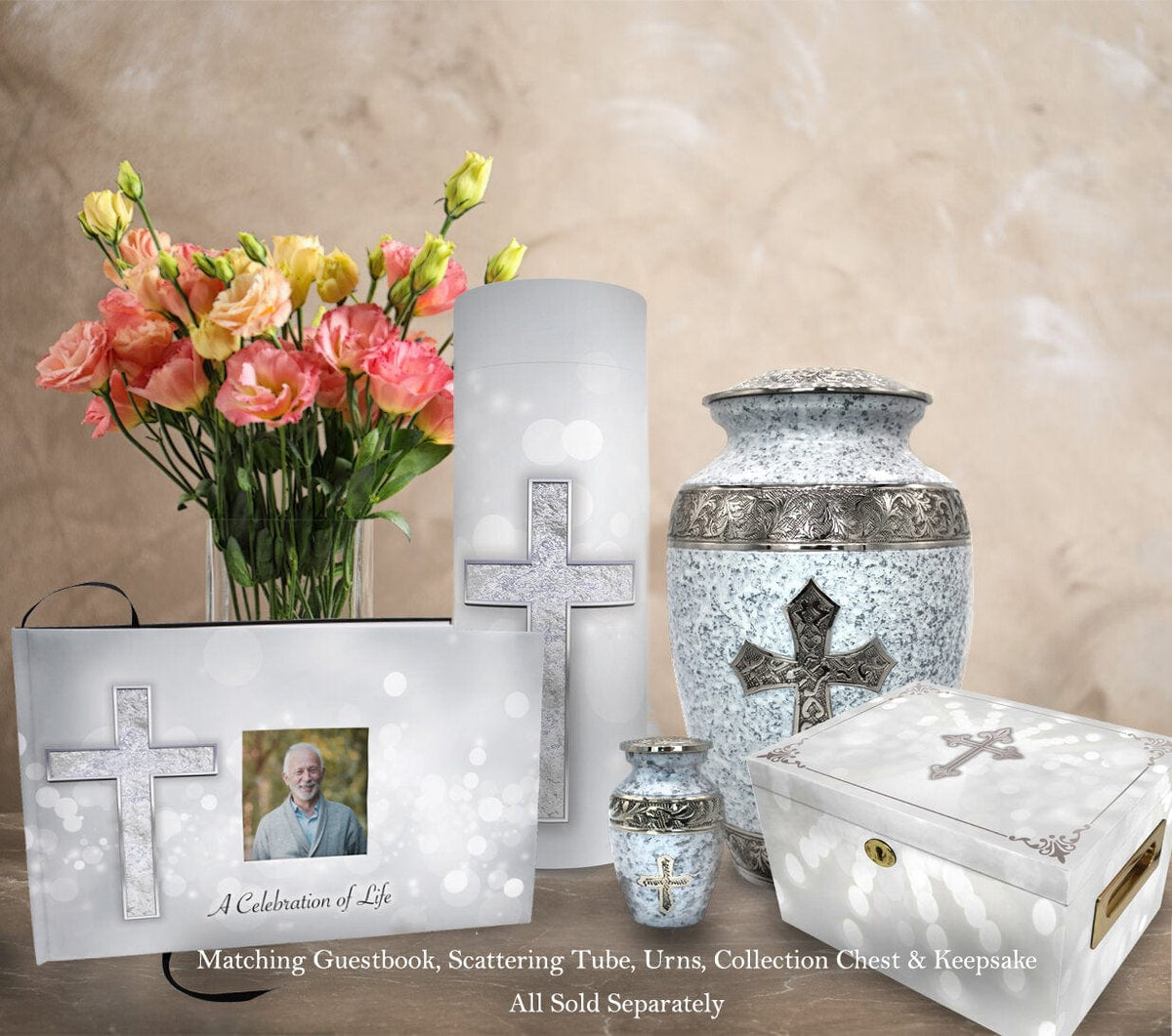 Commemorative Cremation Urns Home & Garden Love of Christ Speckled White Cremation Urn