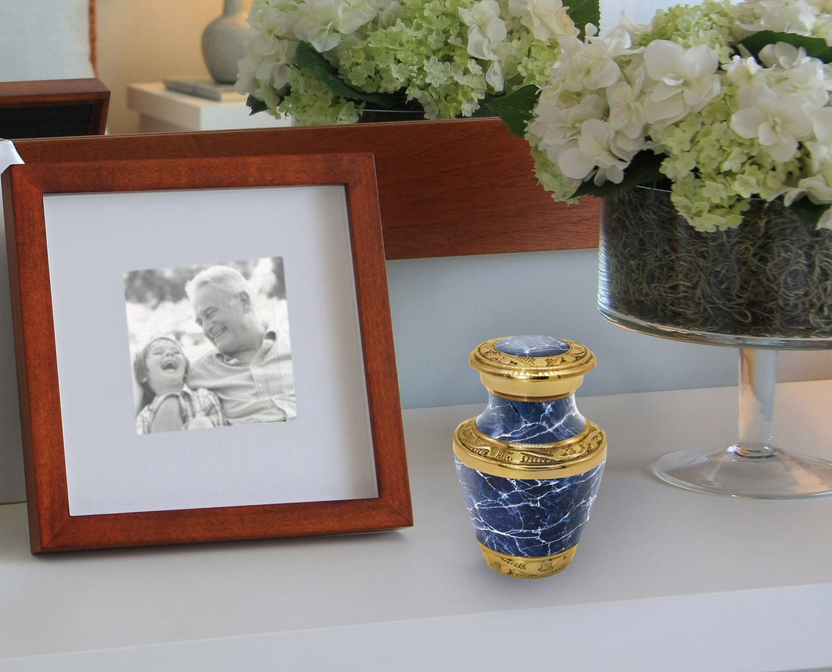 Commemorative Cremation Urns Marble Elegance Blue Cremation Urn