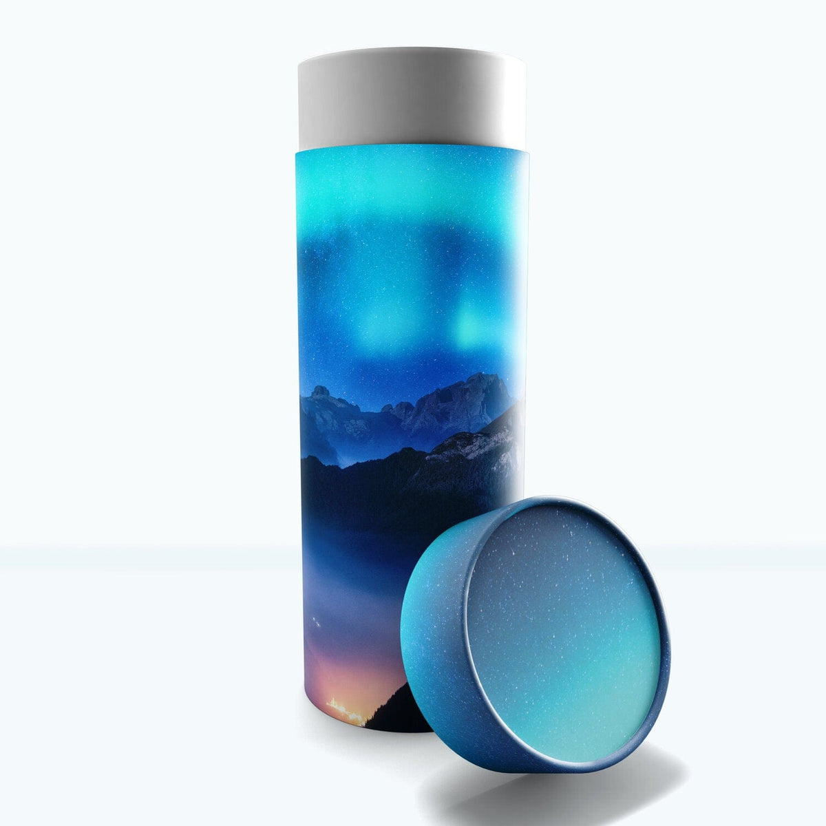 Commemorative Cremation Urns Small Aurora Borealis - Biodegradable & Eco Friendly Burial or Scattering Urn / Tube