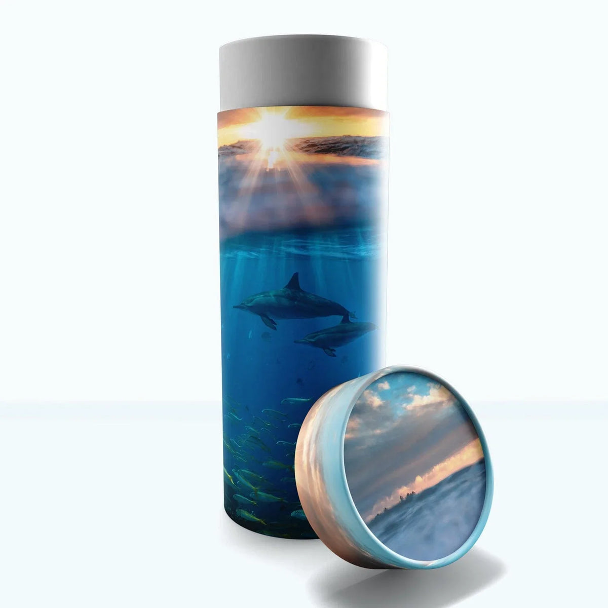 Commemorative Cremation Urns Small Divine Dolphins Biodegradable & Eco Friendly Burial or Scattering Urn / Tube