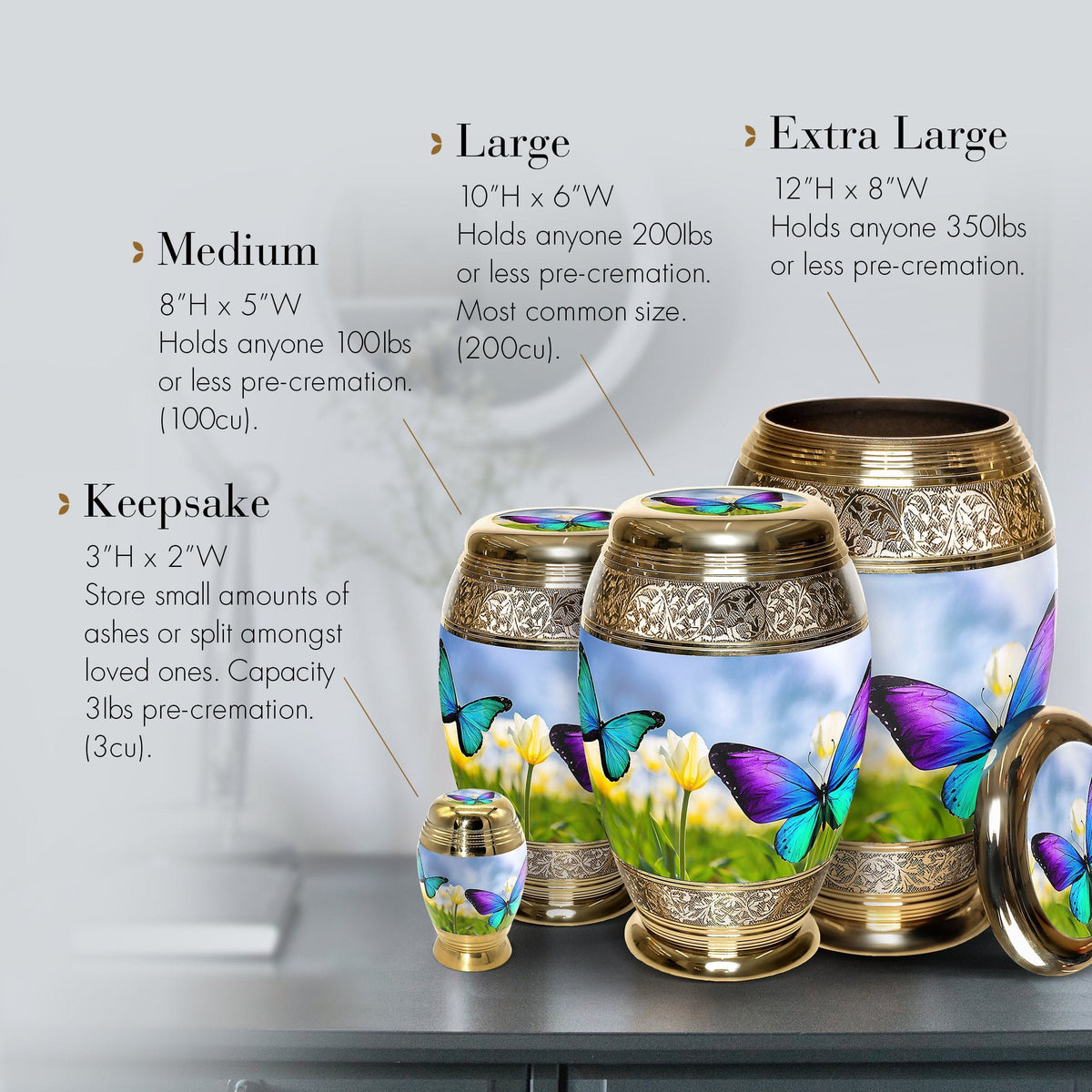 Commemorative Cremation Urns Wild Butterflies Cremation Urn