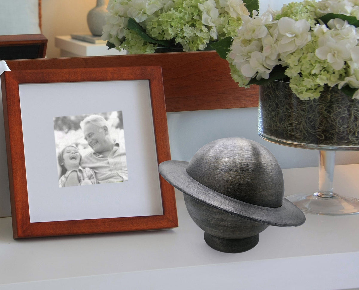 Commemorative Cremation Urns Home & Garden Carbon Fiber Gray 'My World' Planet Cremation Urns - Patent Pending