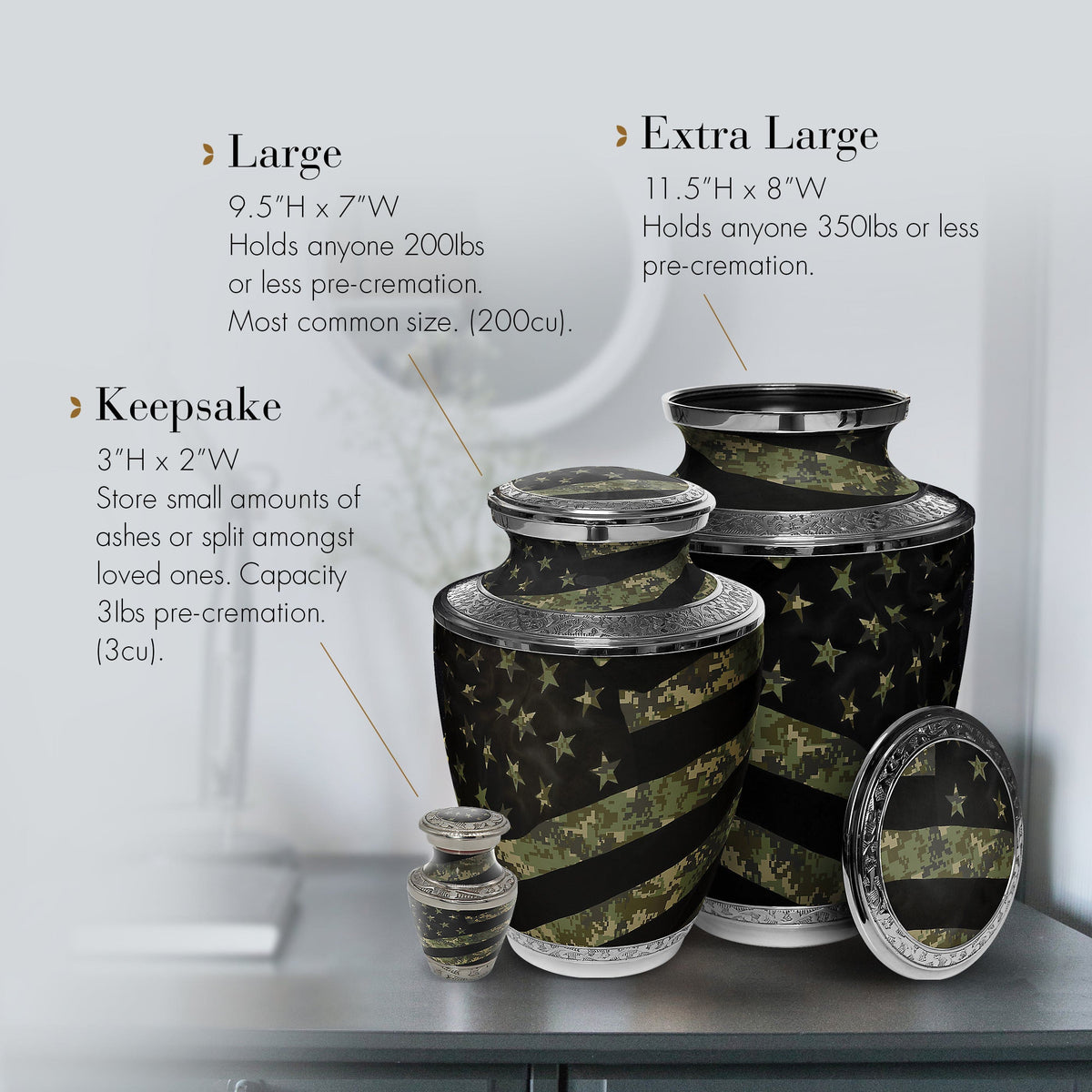 Commemorative Cremation Urns Home & Garden Digital Camouflage Flag Military Cremation Urns