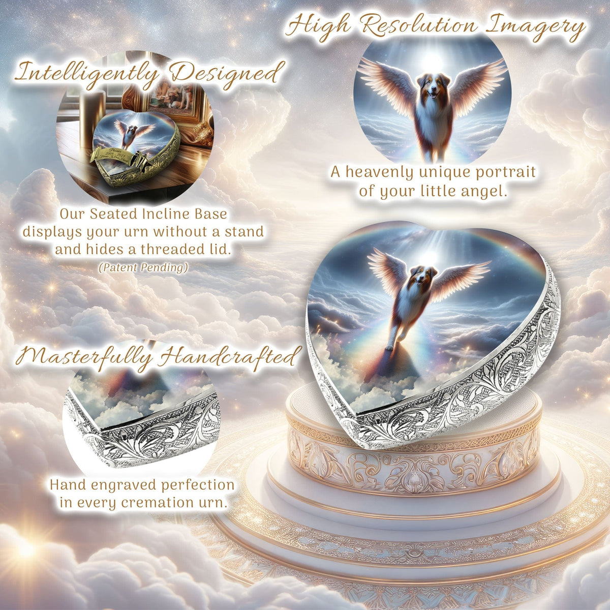 Eternal Elegance Dog Urns Australian Shepherd - Angelic Light Dog Urn
