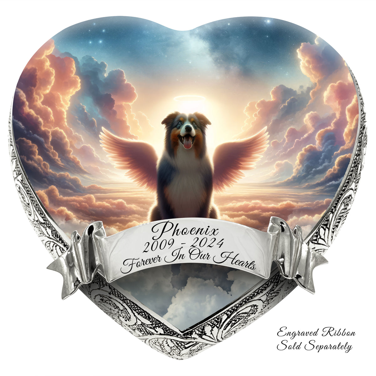 Eternal Elegance Dog Urns Australian Shepherd - Heavenly Glow Dog Urn