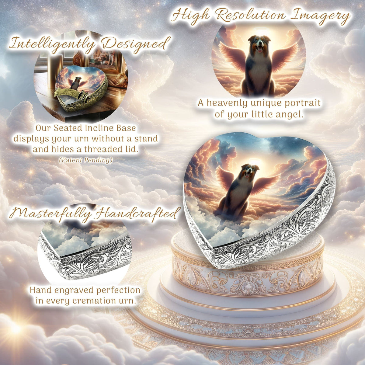 Eternal Elegance Dog Urns Australian Shepherd - Heavenly Glow Dog Urn