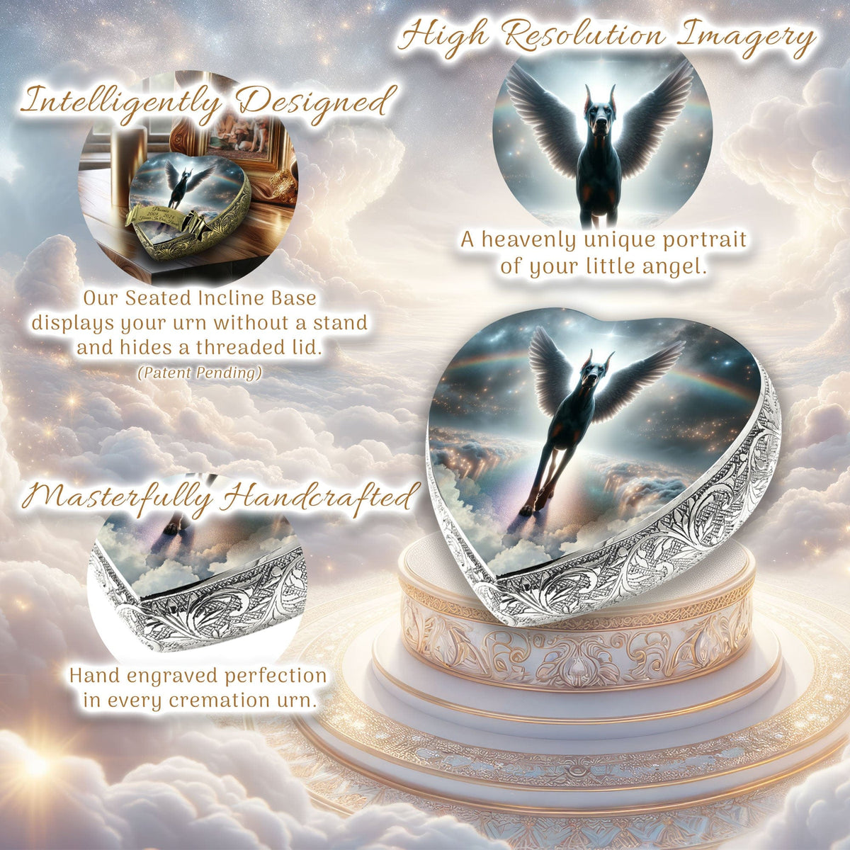 Eternal Elegance Dog Urns Doberman Pinscher - Rainbow Bridge Dog Urn