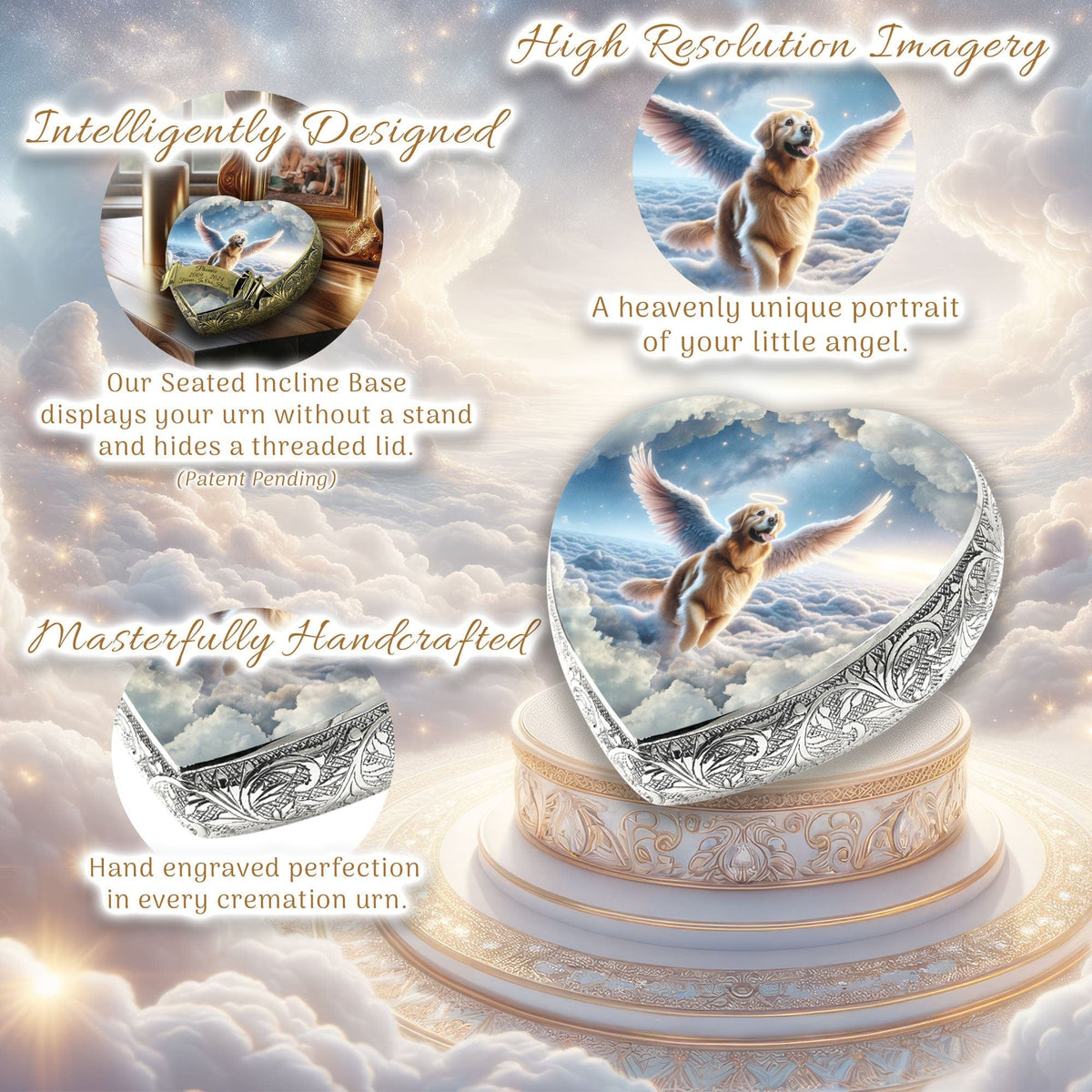 Eternal Elegance Dog Urns Golden Retriever - Angelic Veil Dog Urn