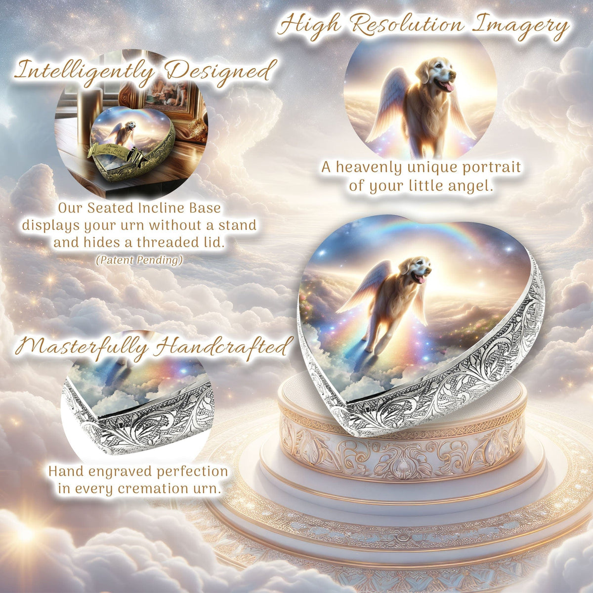Eternal Elegance Dog Urns Golden Retriever - Rainbow Arc Dog Urn