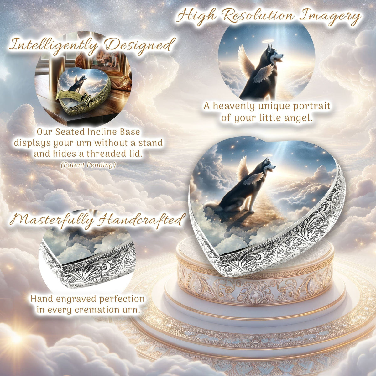 Eternal Elegance Dog Urns Husky - Seraphic Swirl Dog Urn