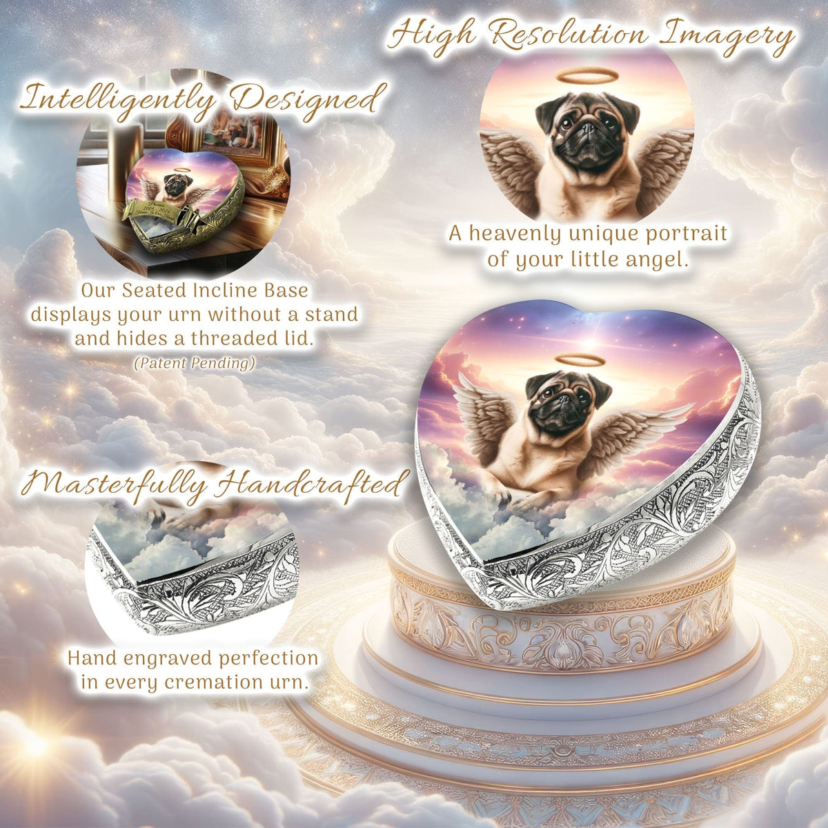 Eternal Elegance Dog Urns Pug - Angelic Atmosphere Dog Urn
