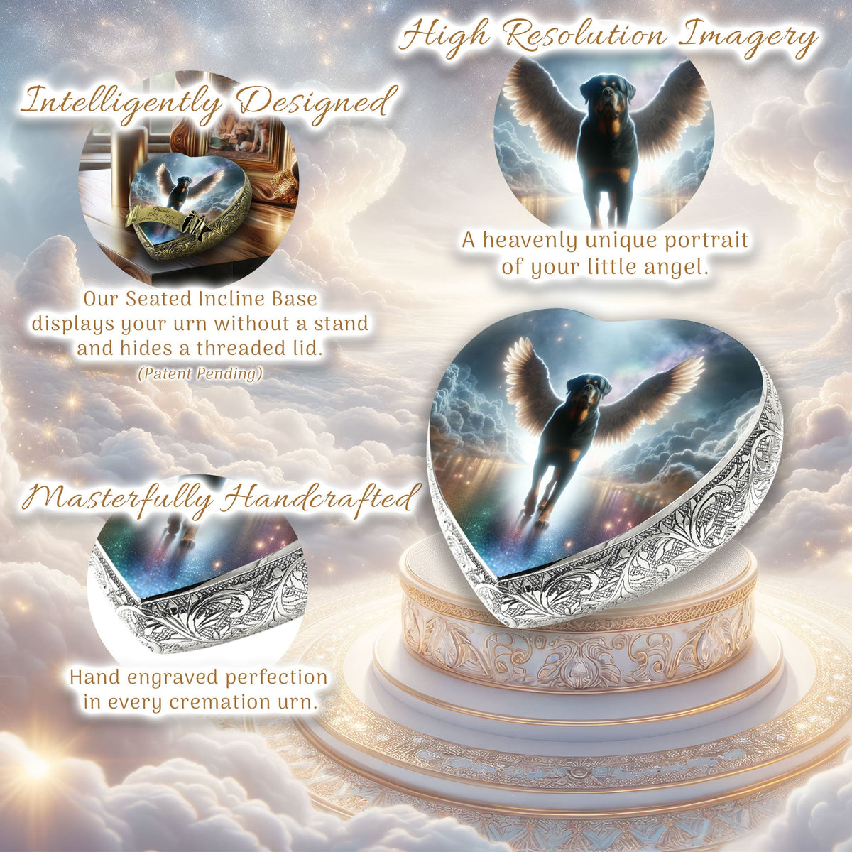 Eternal Elegance Dog Urns Rottweiler - Rainbow Crossing Dog Urn