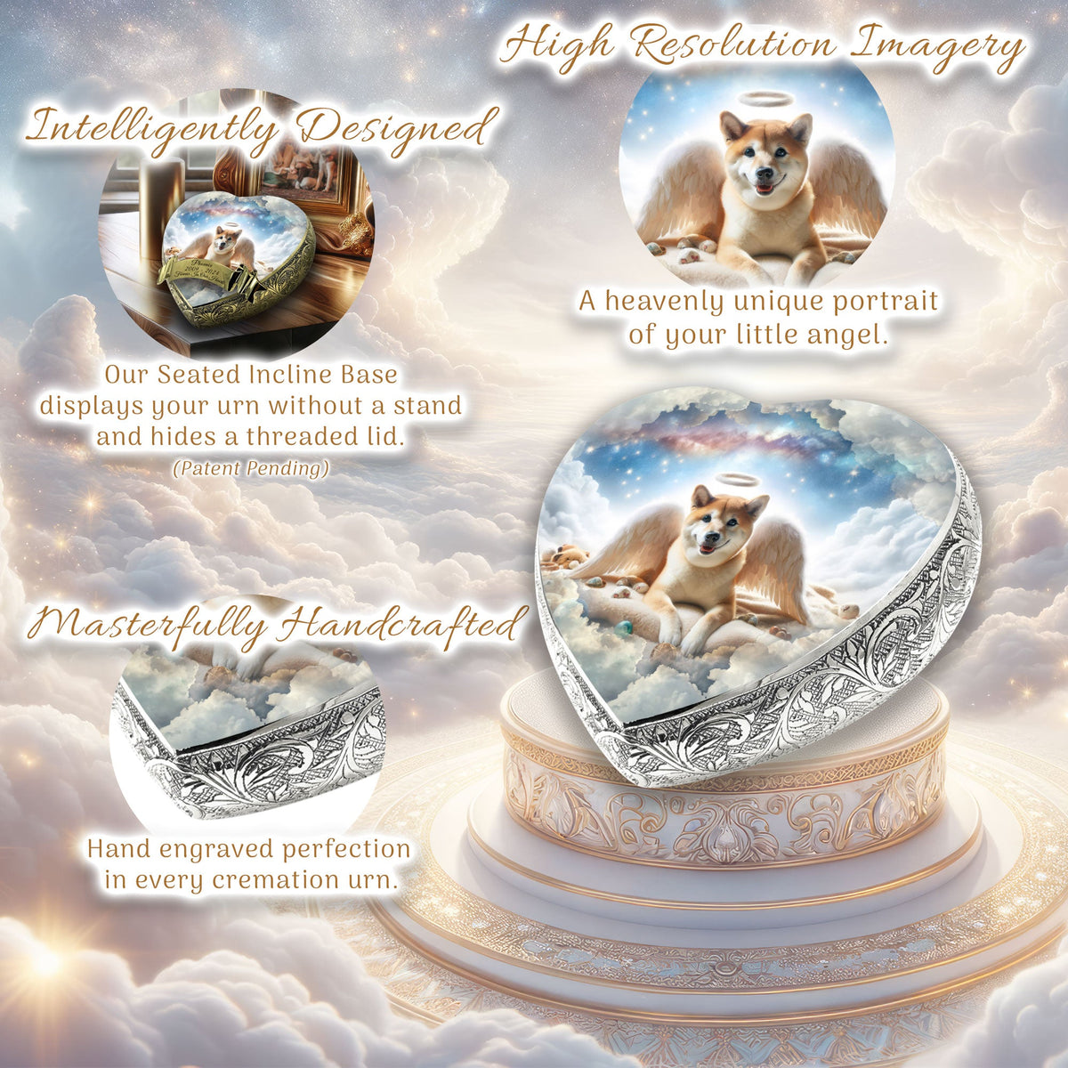 Eternal Elegance Dog Urns Shiba Inu - Cherubic Charm Dog Urn