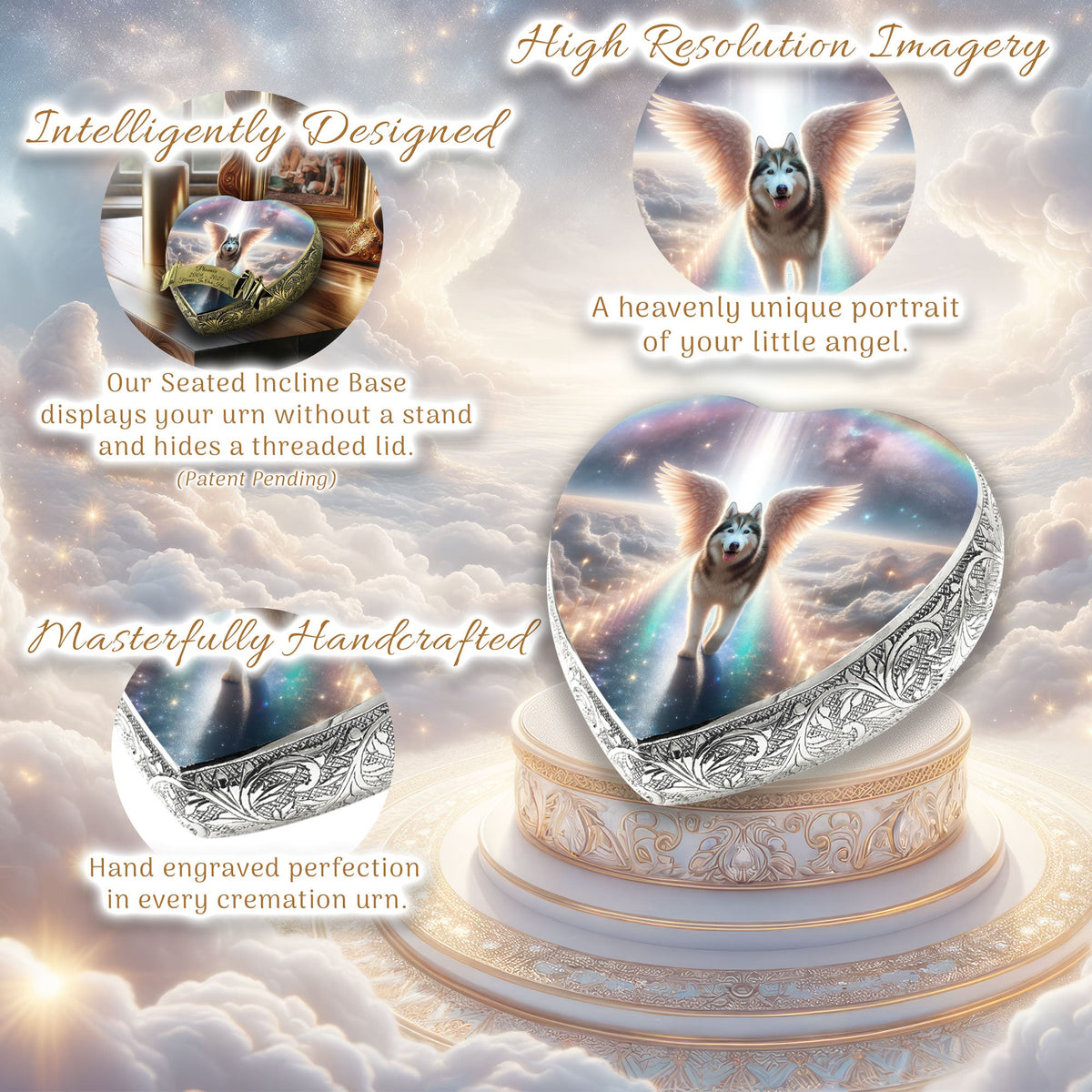 Eternal Elegance Dog Urns Siberian Husky - Rainbow Crossing Dog Urn