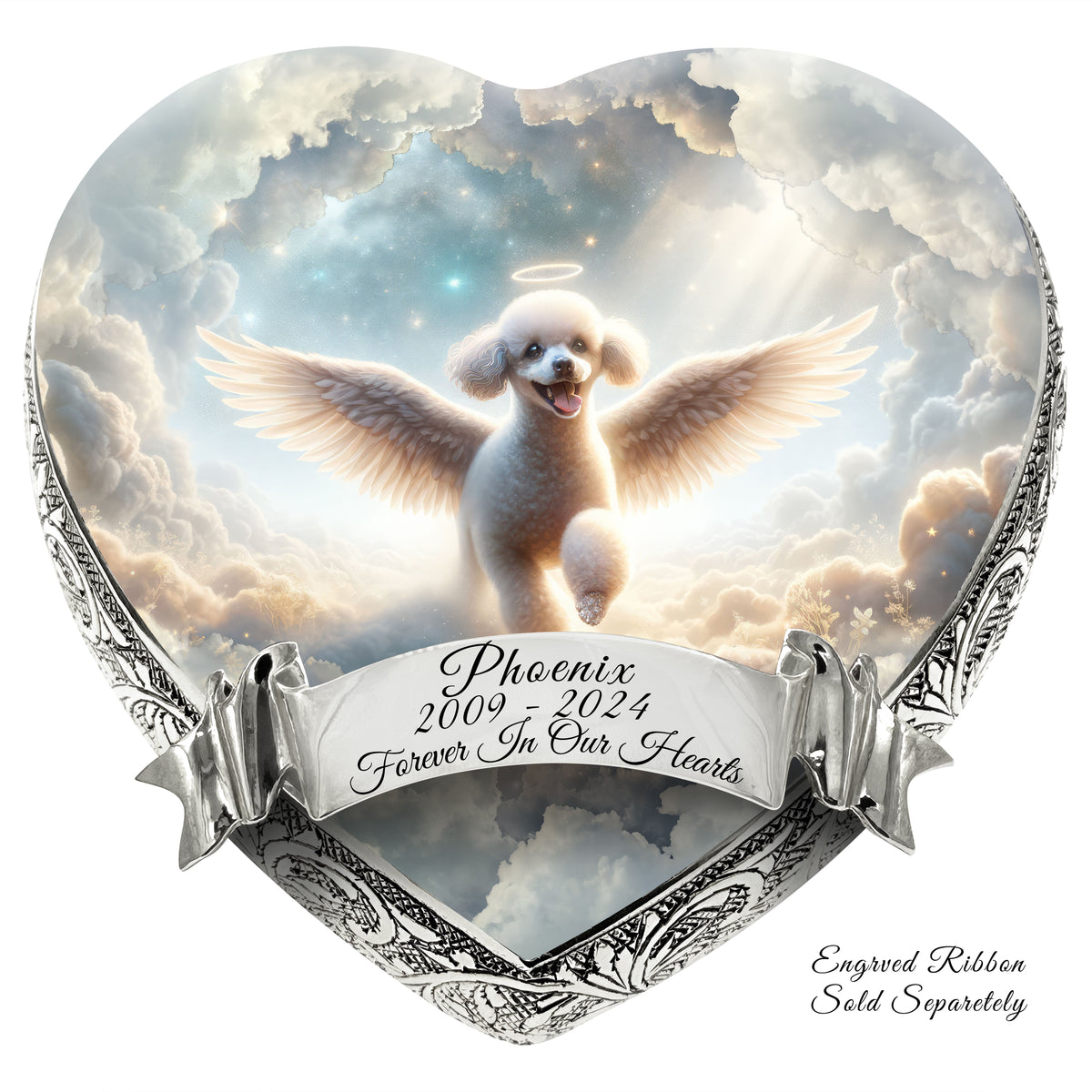 Eternal Elegance Dog Urns White Mini Poodle - Celestial Canvas Dog Urn