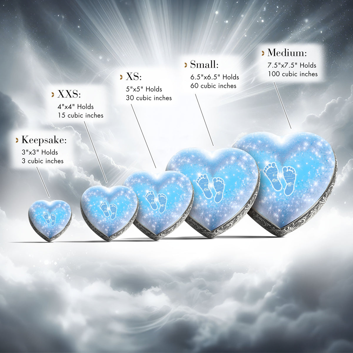 Eternal Elegance Urns for Babies Blue Footprints Baby or Child Cremation Urn
