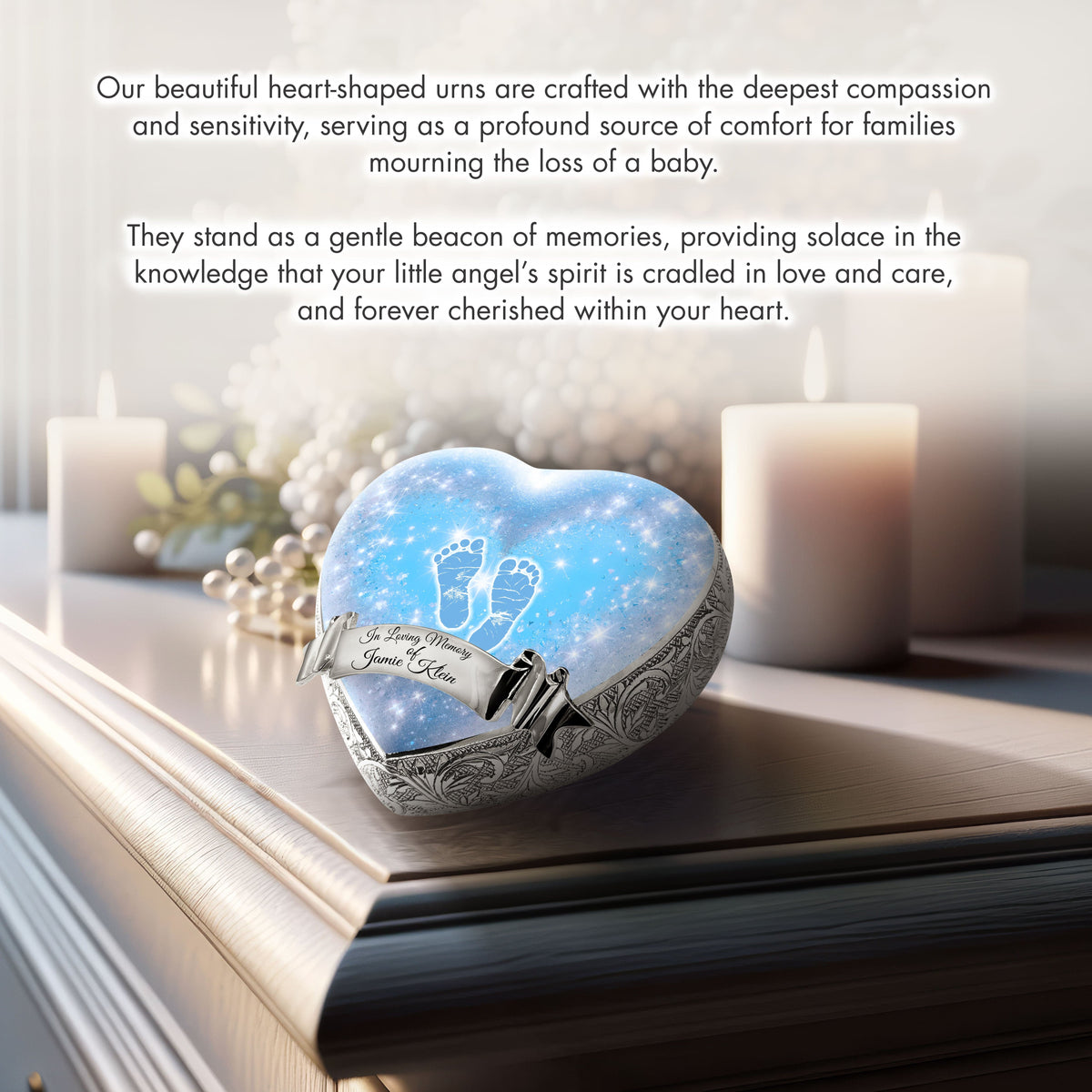 Eternal Elegance Urns for Babies Blue Footprints Baby or Child Cremation Urn