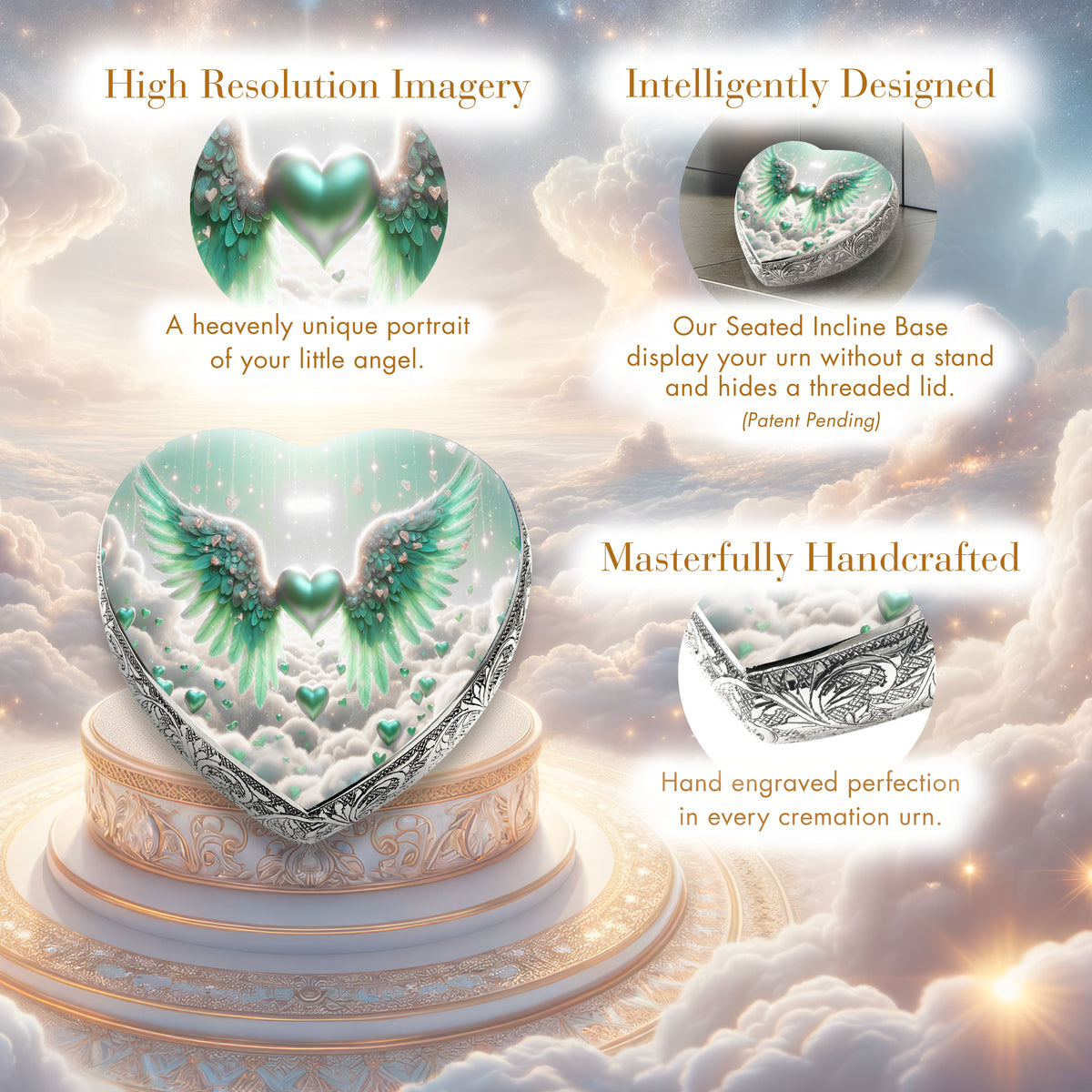 Eternal Elegance Urns for Babies Green Free Angel Baby or Child Cremation Urn