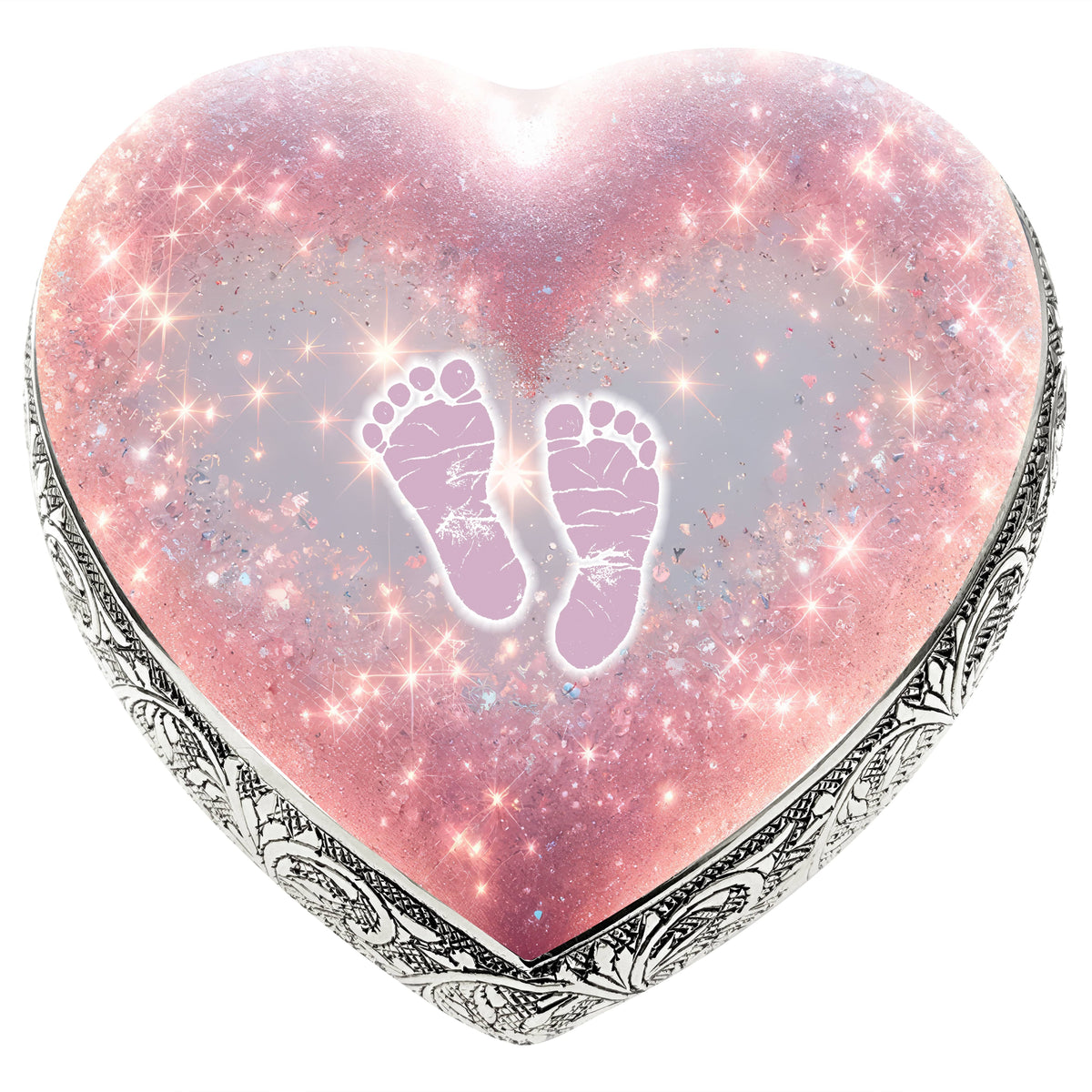 Eternal Elegance Urns for Babies Keepsake Cherished Hearts Pink Footprints Baby or Child Cremation Urn