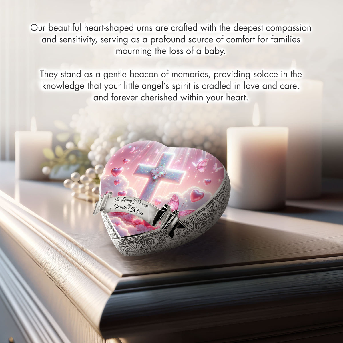 Eternal Elegance Urns for Babies Sacred Scenes Pink Cross Baby or Child Cremation Urn