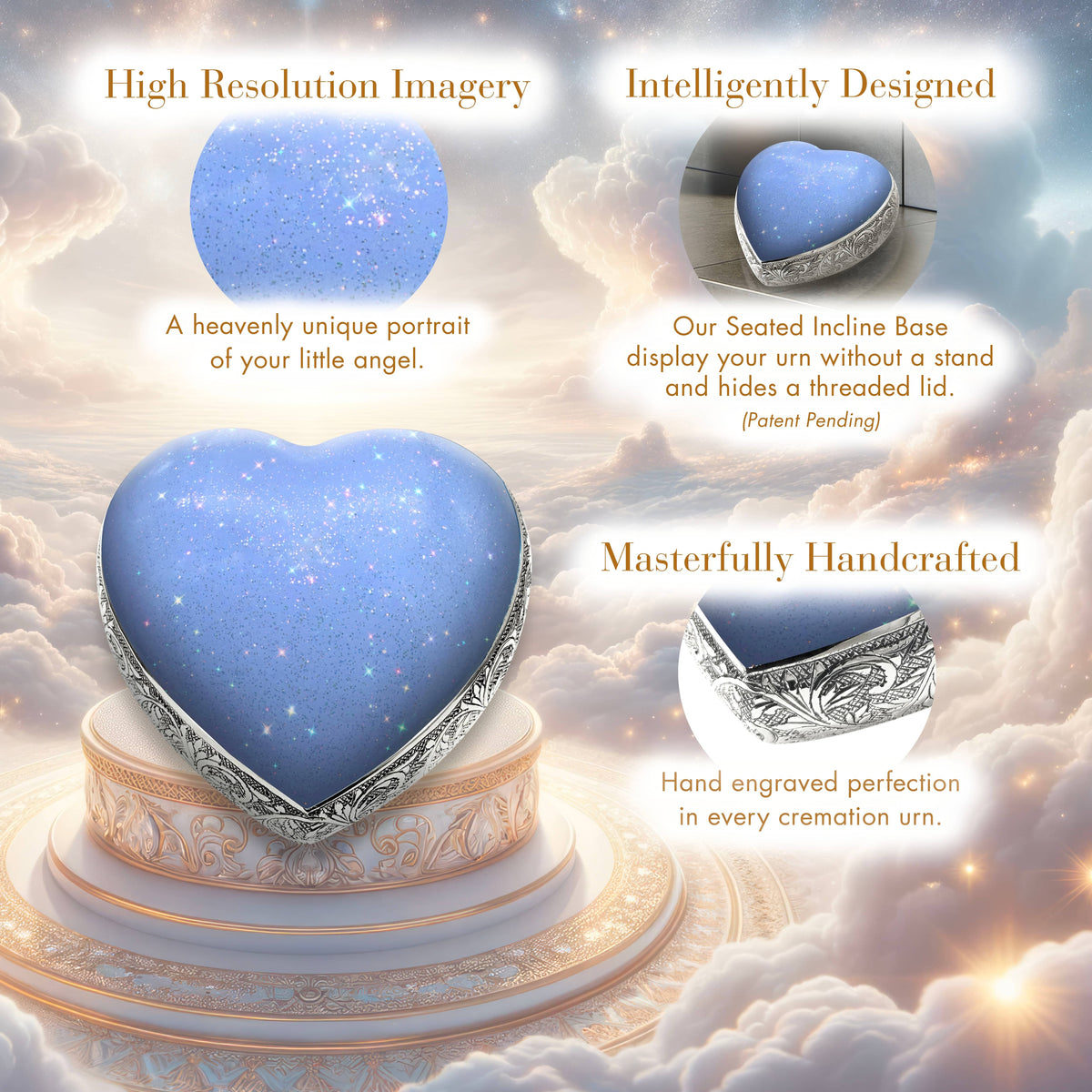 Eternal Elegance Urns for Babies Sparkly Blue Baby or Child Cremation Urn