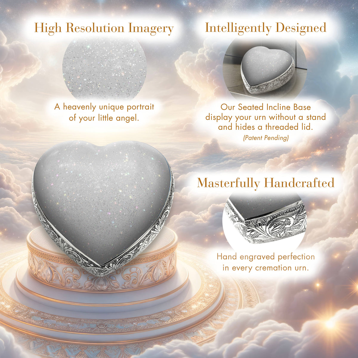 Eternal Elegance Urns for Babies Sparkly White Baby or Child Cremation Urn