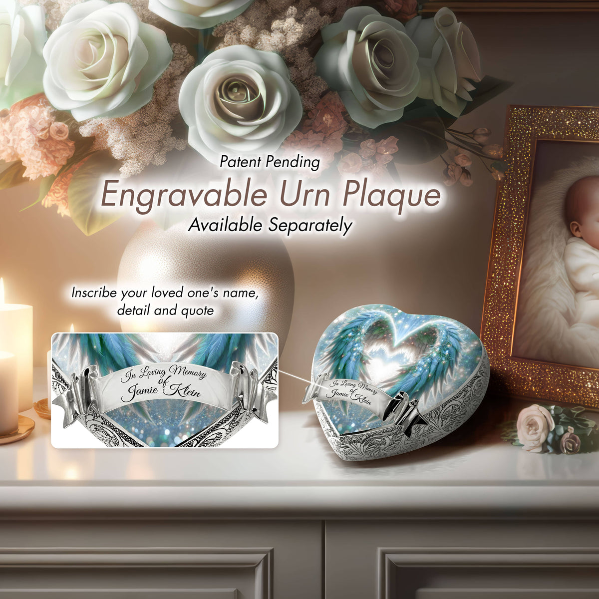Eternal Elegance Urns for Babies Teal Angel Embrace Baby or Child Cremation Urn