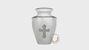Glory to God White Cross Cremation Urns