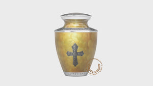 Glory to God Yellow Cross Cremation Urns
