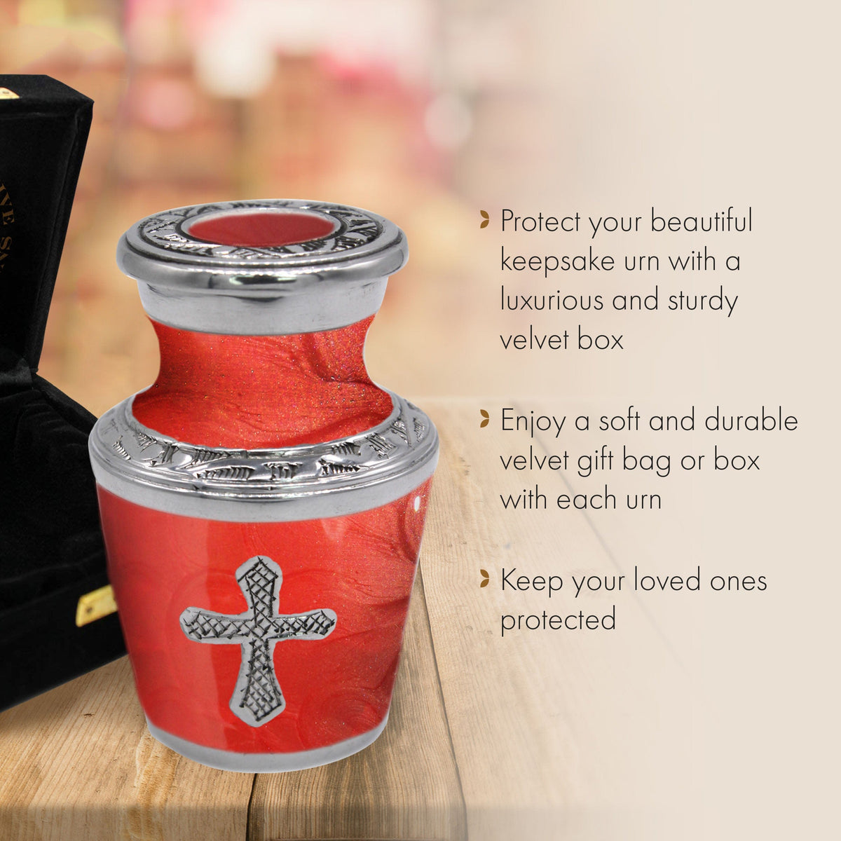 Commemorative Cremation Urns 1 Keepsake Glory to God Scarlet Red Cremation Urn