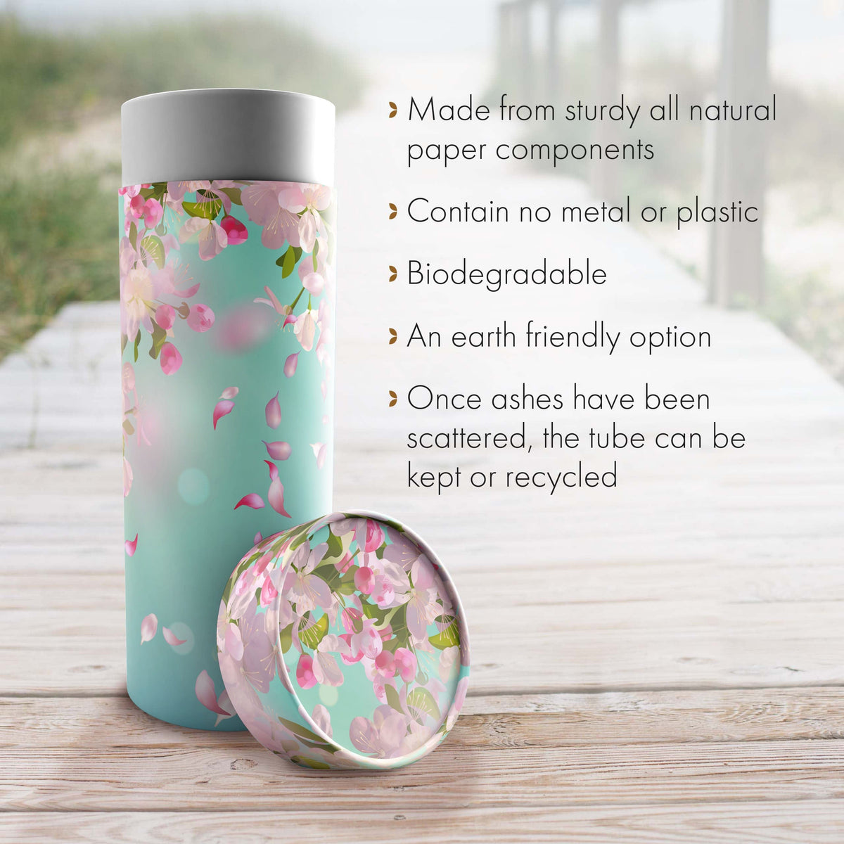 Commemorative Cremation Urns Along the Breeze Biodegradable & Eco Friendly Burial or Scattering Urn / Tube