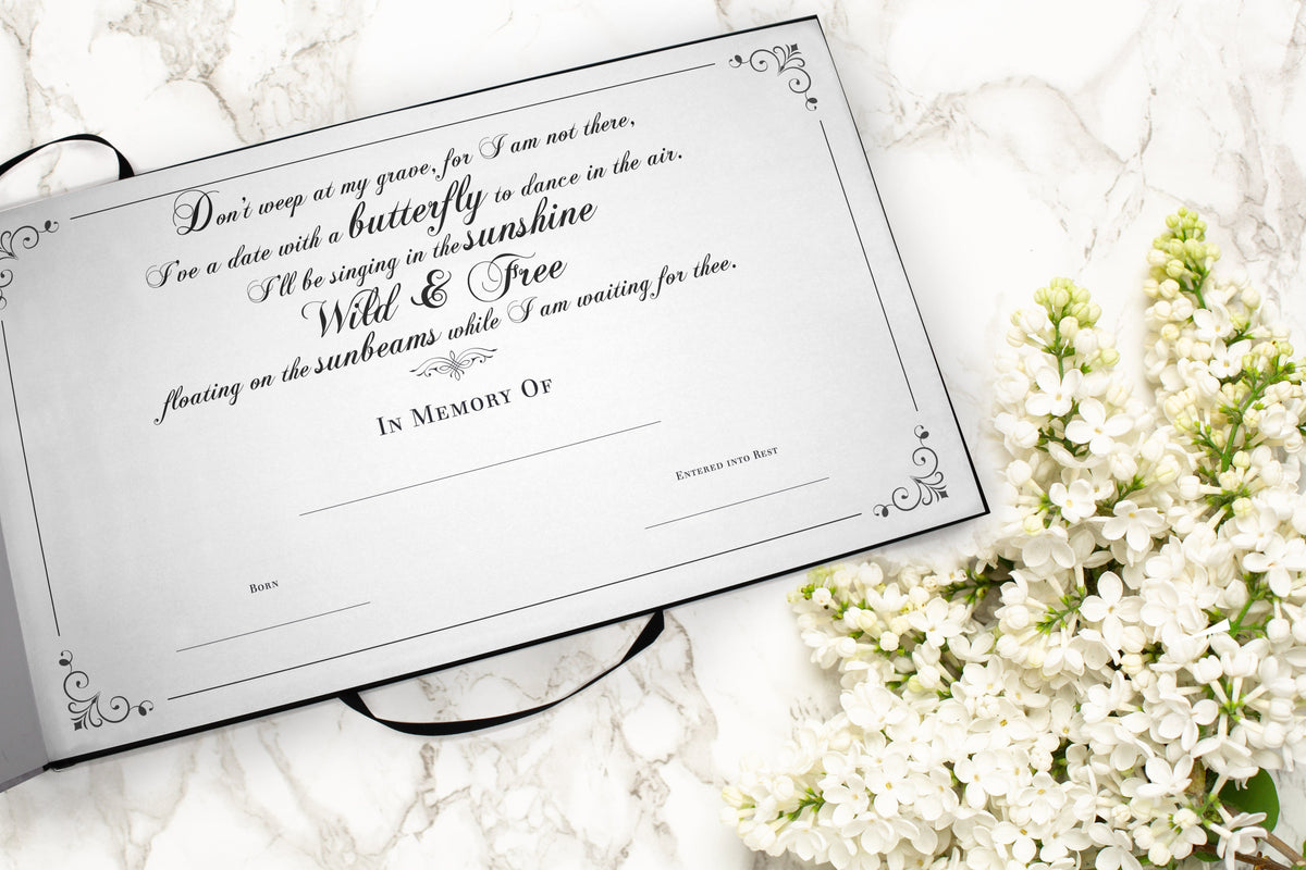 Commemorative Cremation Urns Along the Breeze Matching Themed 'Celebration of Life' Guest Book for Funeral or Memorial Service