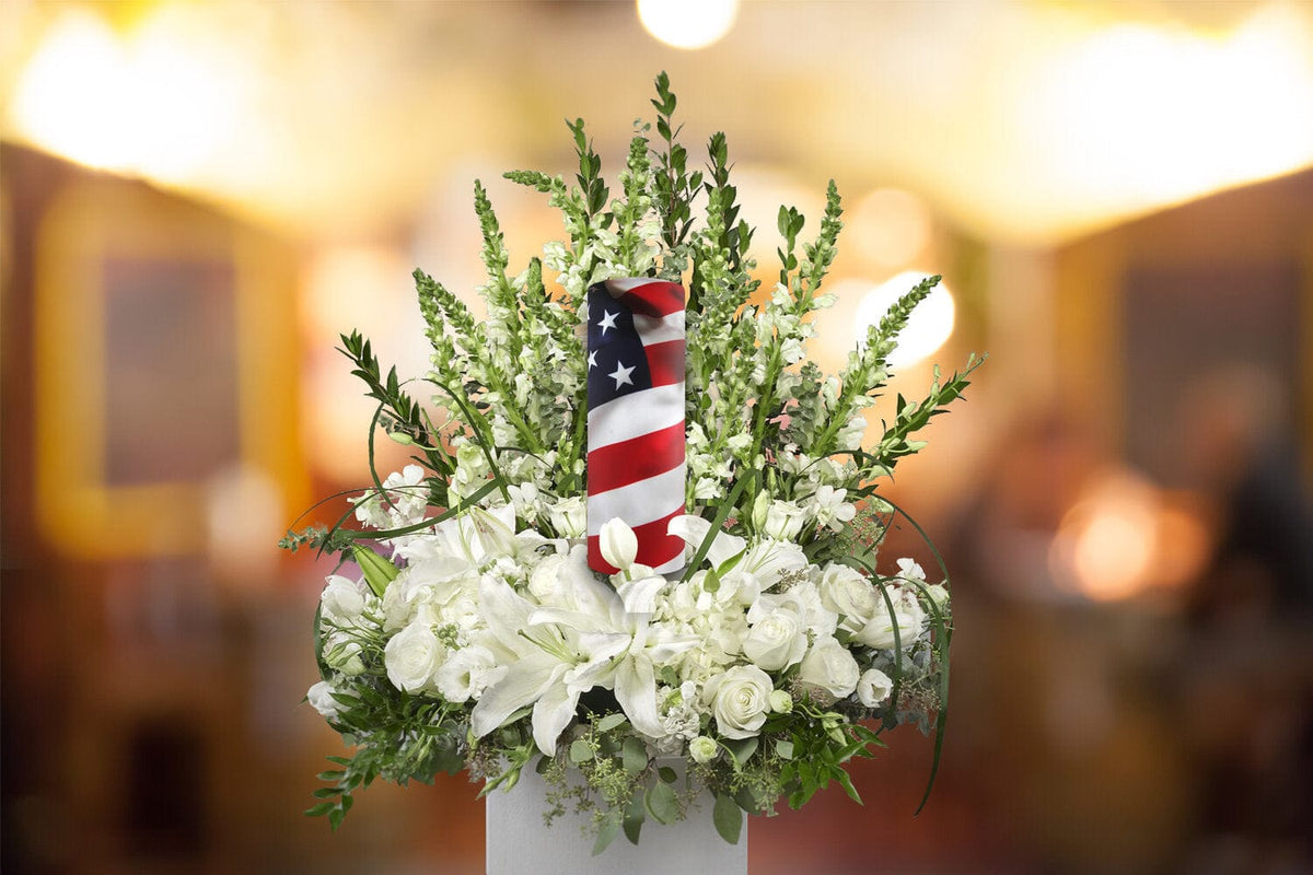 Commemorative Cremation Urns American Flag - Biodegradable & Eco Friendly Burial or Scattering Urn / Tube