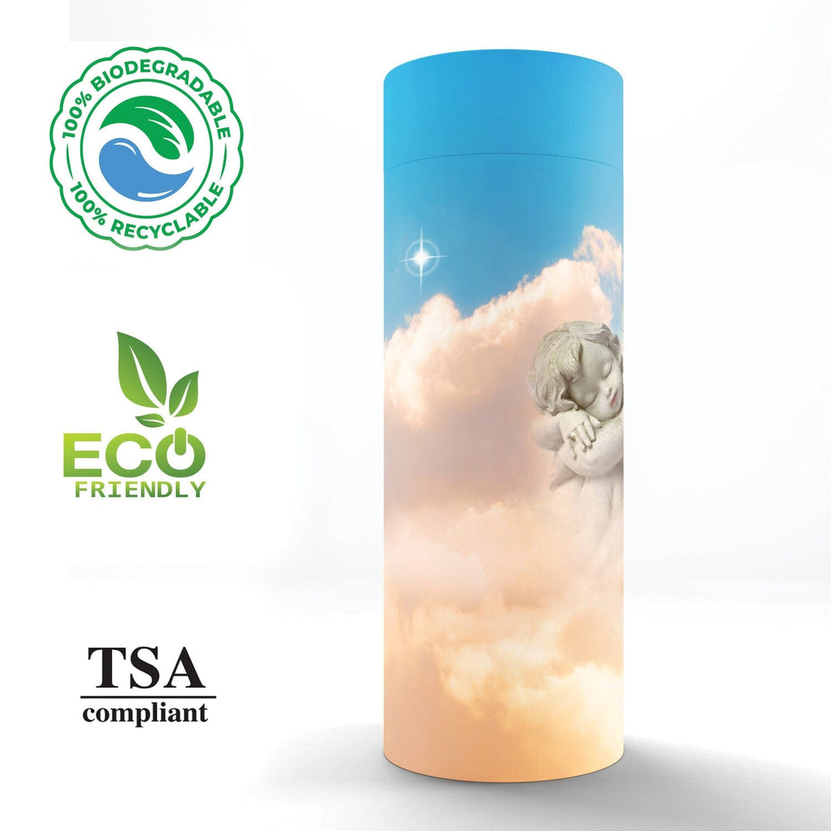 Commemorative Cremation Urns Angel of Mine - Biodegradable & Eco Friendly Burial or Scattering Urn / Tube