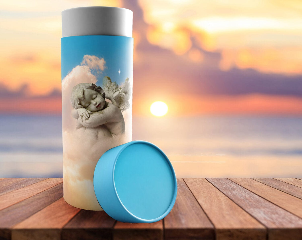 Commemorative Cremation Urns Angel of Mine - Biodegradable & Eco Friendly Burial or Scattering Urn / Tube