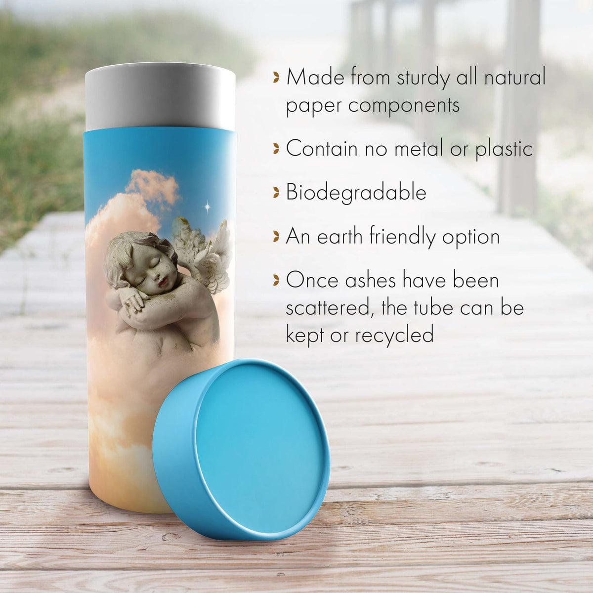 Commemorative Cremation Urns Angel of Mine - Biodegradable & Eco Friendly Burial or Scattering Urn / Tube