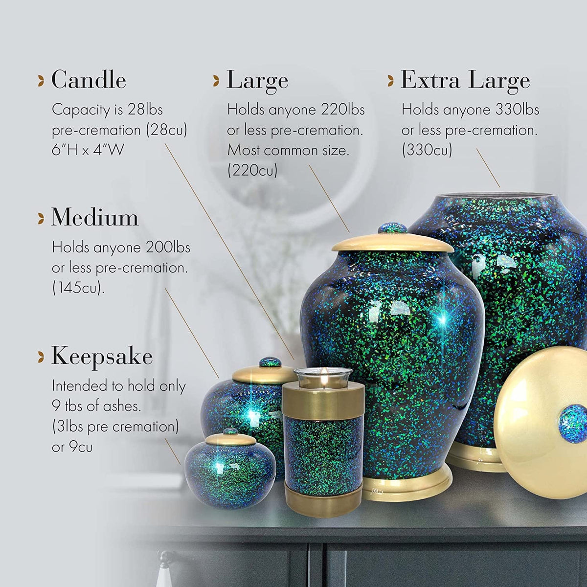 Commemorative Cremation Urns Atlantis Shimmering Light Cremation Urn