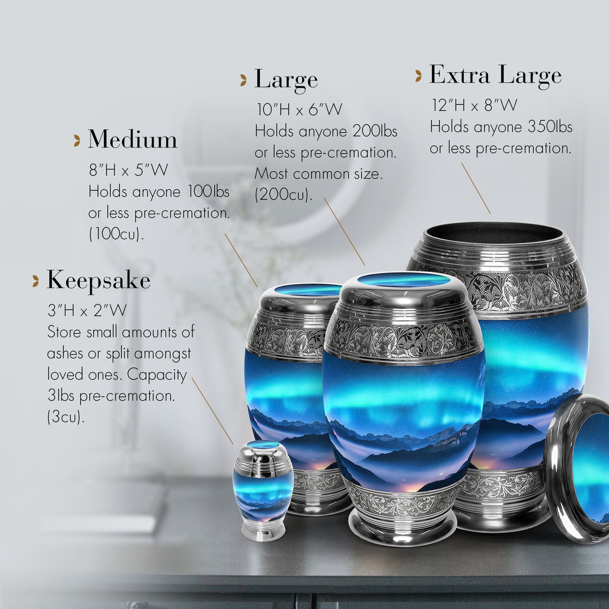 Commemorative Cremation Urns Aurora Borealis Cremation Urn