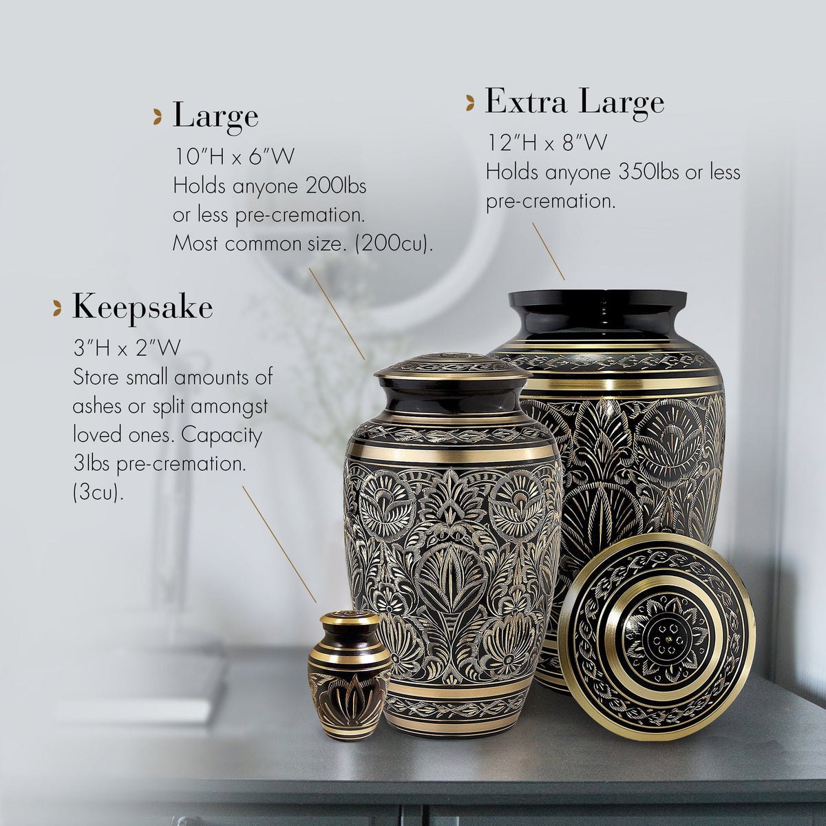 Commemorative Cremation Urns Black Majestic Radiance Cremation Urn