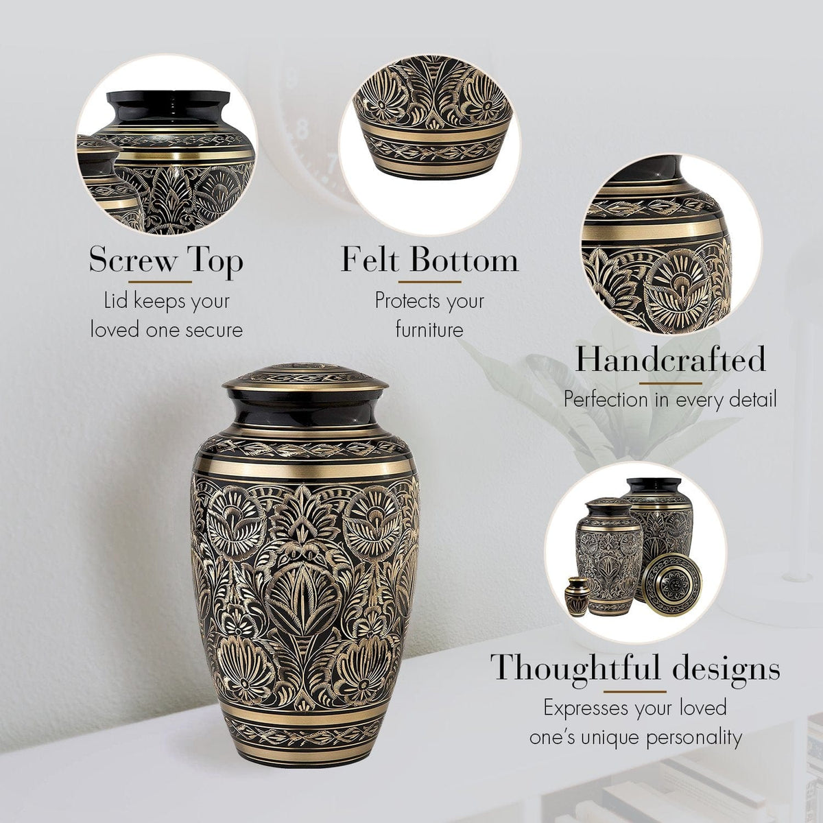 Commemorative Cremation Urns Black Majestic Radiance Cremation Urn