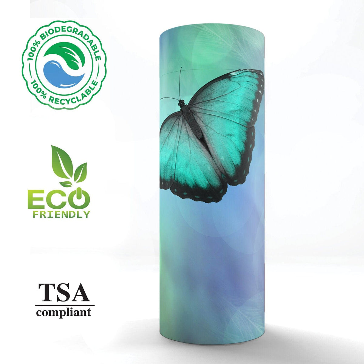 Commemorative Cremation Urns Bokeh Butterfly Biodegradable & Eco Friendly Burial or Scattering Urn / Tube