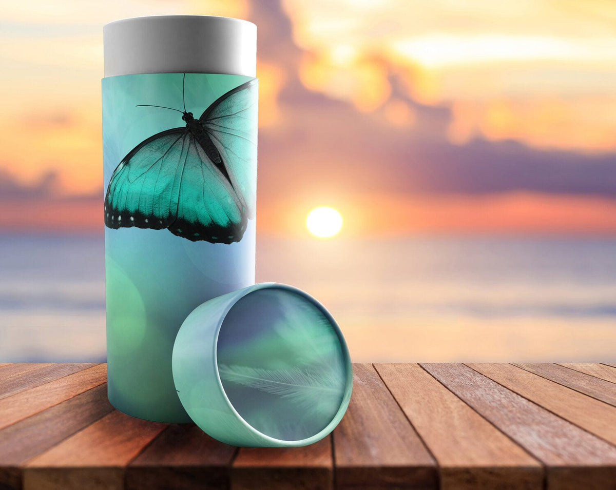 Commemorative Cremation Urns Bokeh Butterfly Biodegradable & Eco Friendly Burial or Scattering Urn / Tube