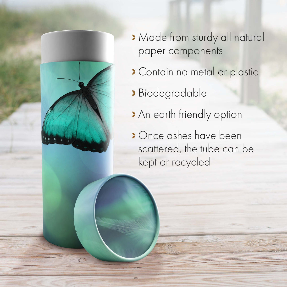 Commemorative Cremation Urns Bokeh Butterfly Biodegradable & Eco Friendly Burial or Scattering Urn / Tube
