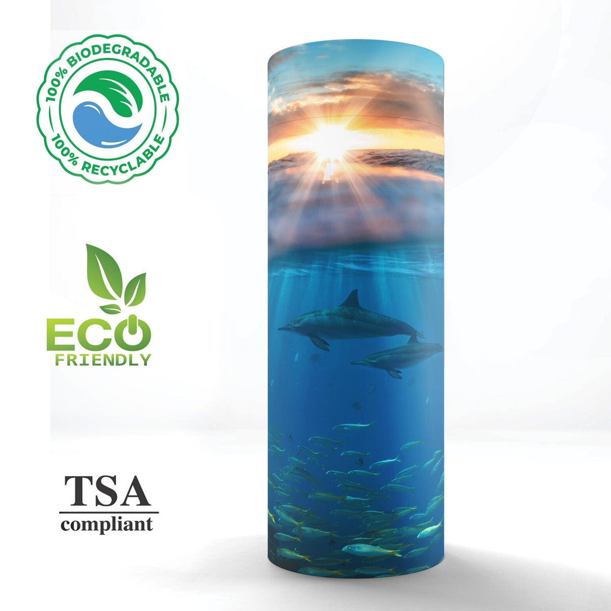 Commemorative Cremation Urns Divine Dolphins Biodegradable & Eco Friendly Burial or Scattering Urn / Tube
