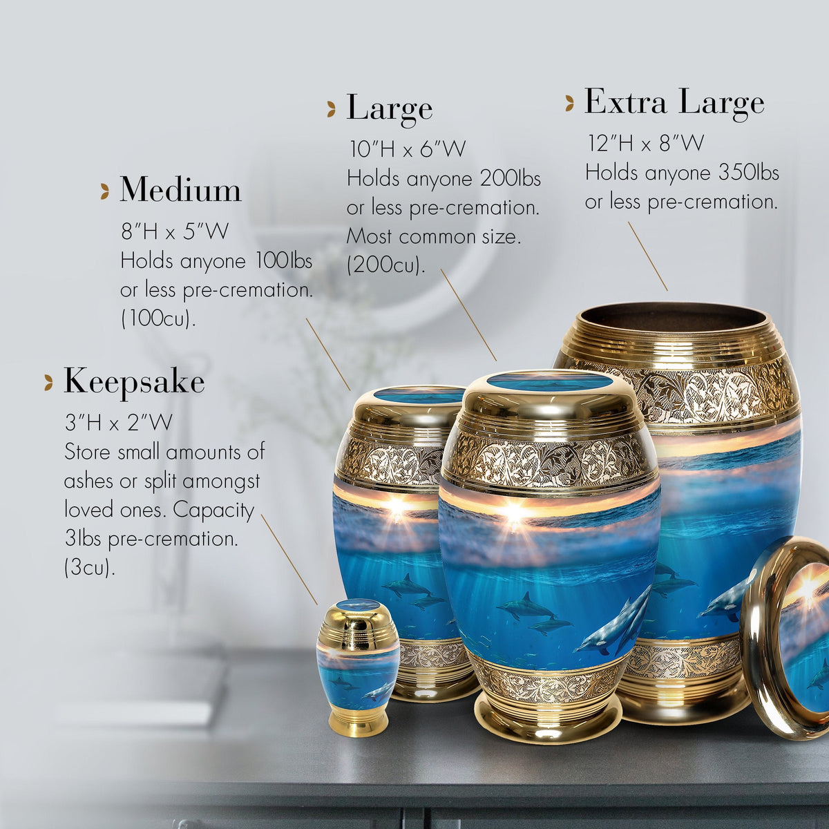 Commemorative Cremation Urns Divine Dolphins Cremation Urn