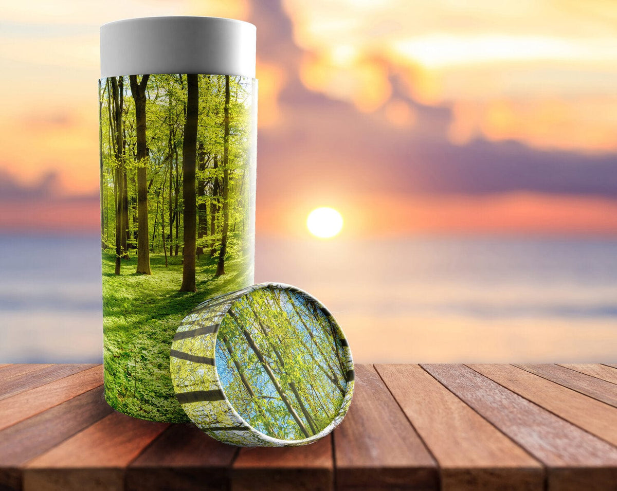 Commemorative Cremation Urns Emerald Forest Biodegradable & Eco Friendly Burial or Scattering Urn / Tube