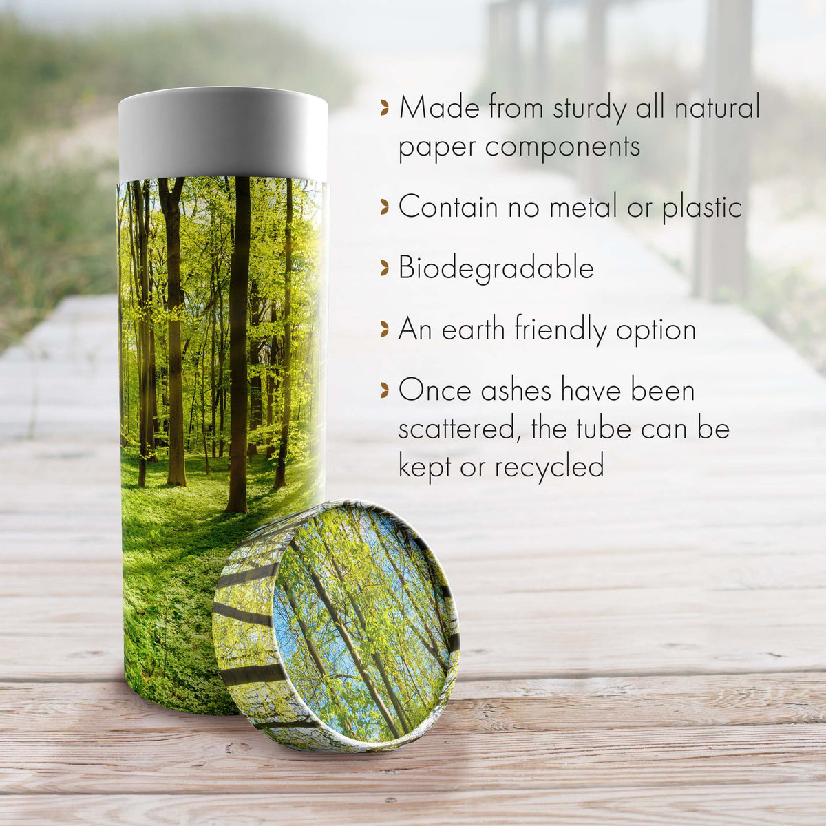 Commemorative Cremation Urns Emerald Forest Biodegradable & Eco Friendly Burial or Scattering Urn / Tube