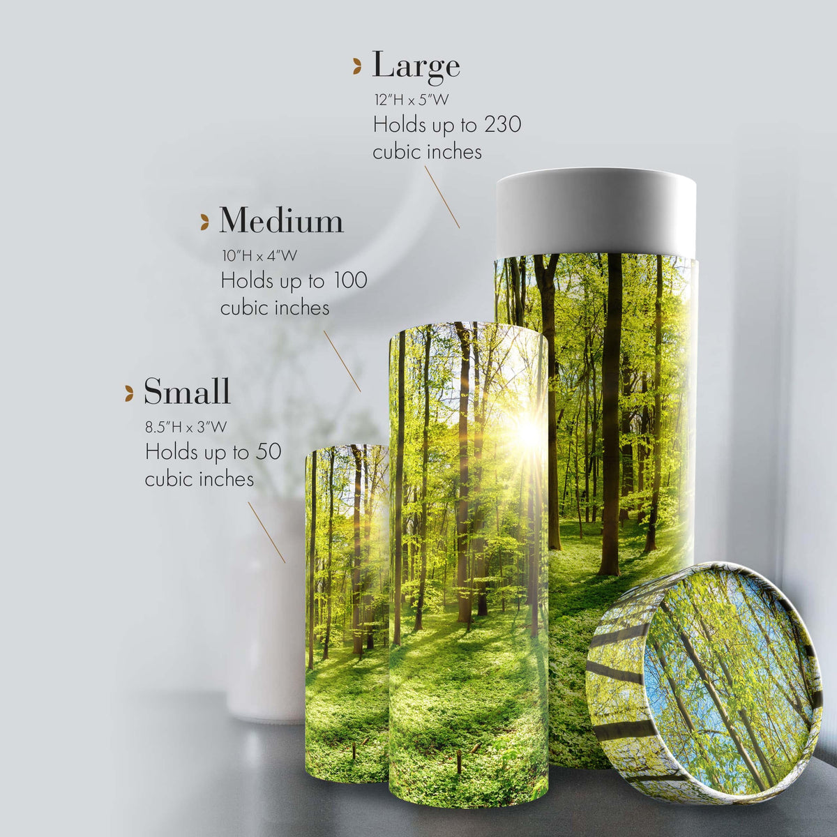 Commemorative Cremation Urns Emerald Forest Biodegradable & Eco Friendly Burial or Scattering Urn / Tube